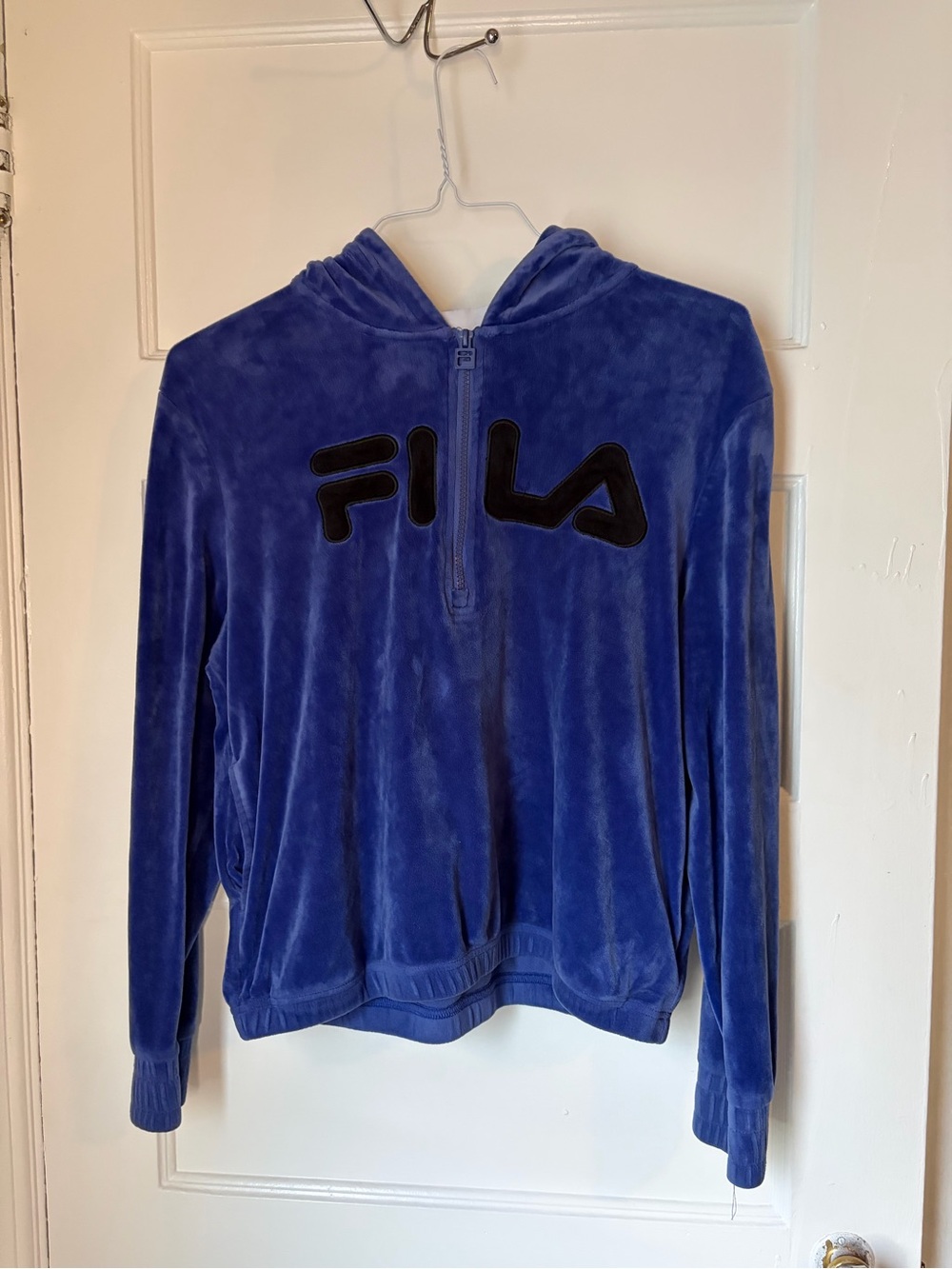 Fila Women's Royal Blue Velour Half-Zip Hoodie Sweater
